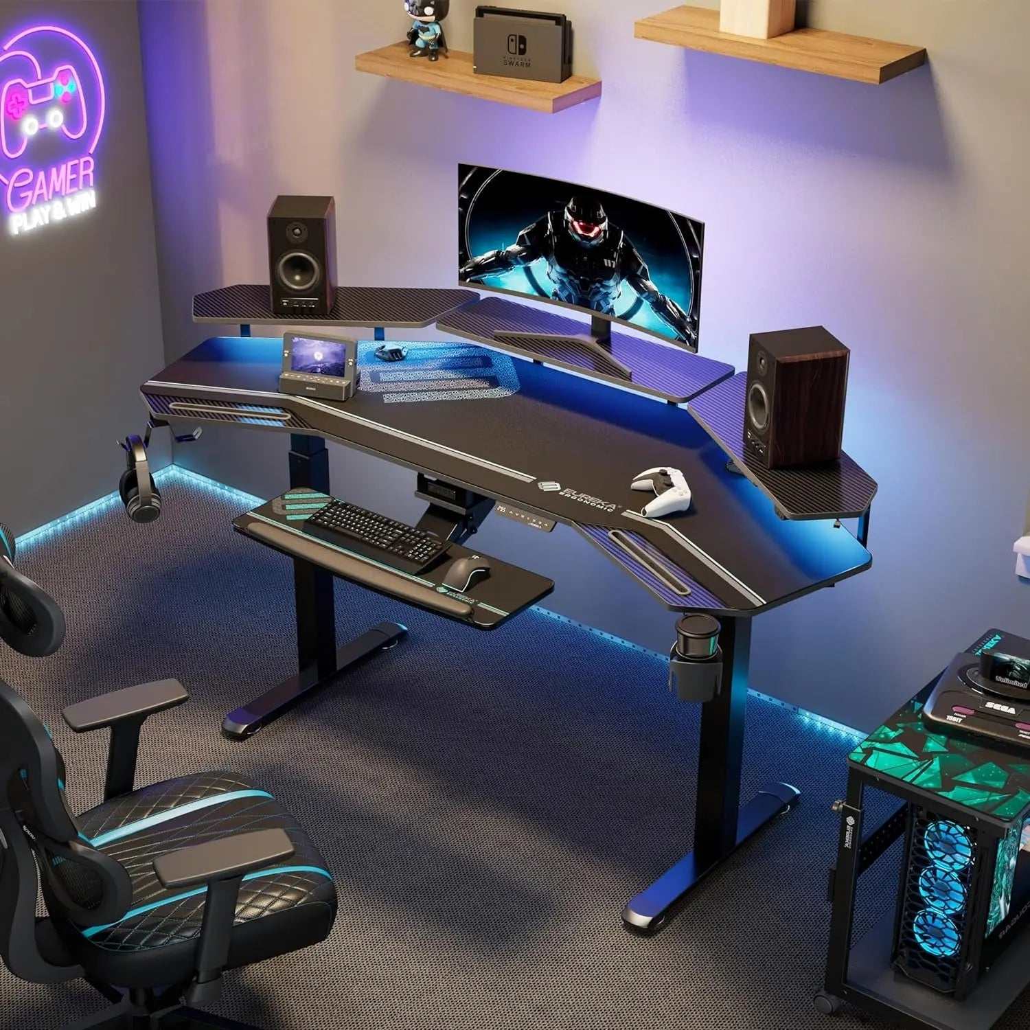 Wing Shaped Gaming Desk