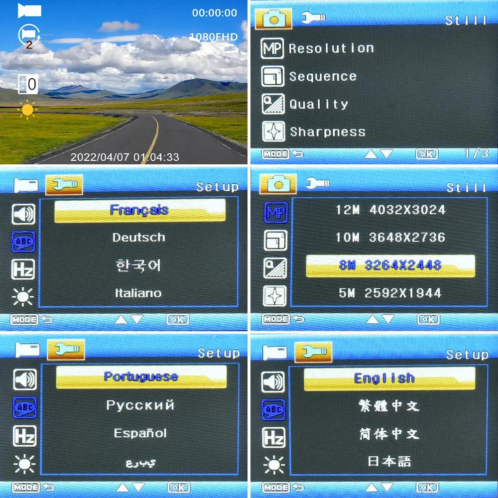 2" Car Dual Camera Dash