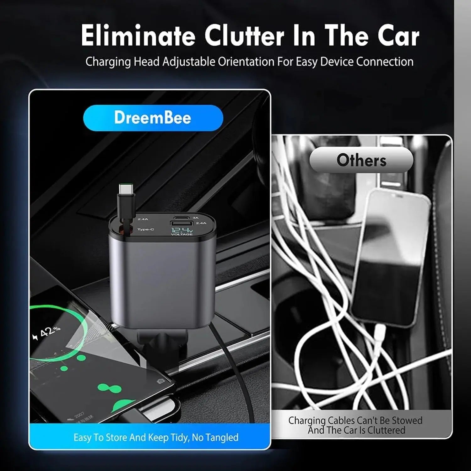 4-in-1 Retractable Car Charger
