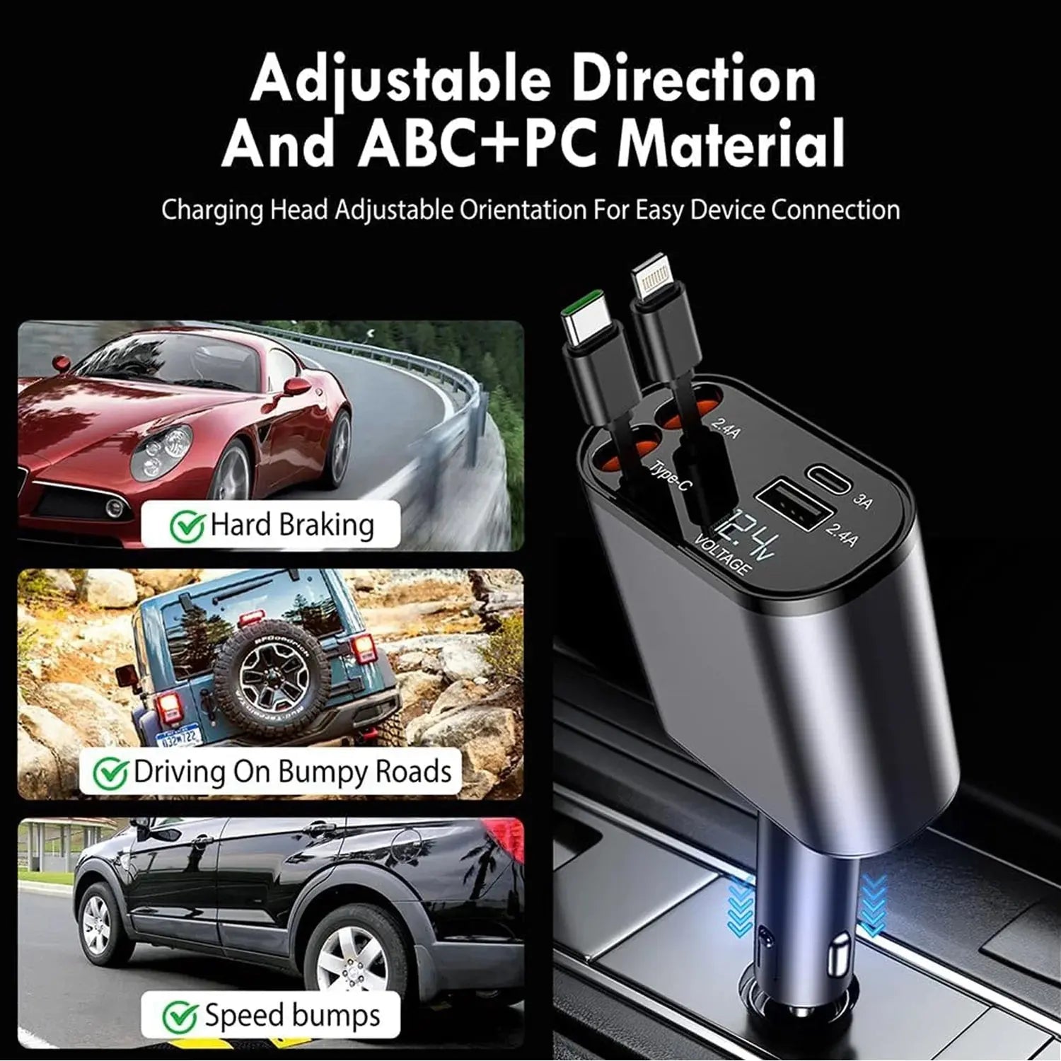 4-in-1 Retractable Car Charger