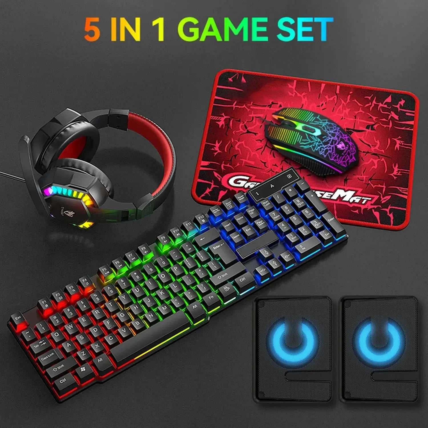 5-in-1 Gaming Combo: Keyboard, RGB Mouse, Headset, Speaker & Mouse Pad My Store